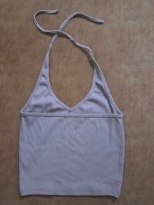 Cute Ribbed Halter Neck Crop Top