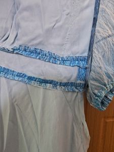 Blue Floral Dress with Puff Sleeves.