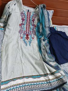 Embroidered Kurta Set with Dupatta