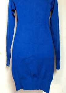 Blue Knit Thin Sweater Dress(stretchable)