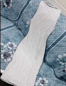 Grey Cut-Out Midi Dress