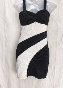 Chic Black &amp; White Ruched Mini Dress