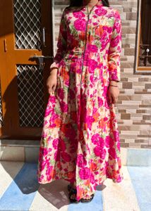 Magenta Ethnic Palazzo Pants and indo western slit