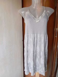 Lace Trimmed Grey Nightdress