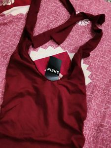 Burgundy Halter Neck Top