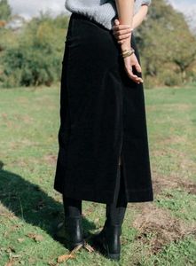 Black Corduroy Midi Skirt