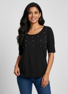 Stylish Black Pearl Embellished Top