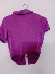 Purple Button-Up Collared Top