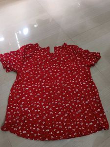 Red Floral Print Top