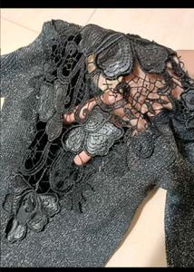 Sparkly Black Long Sleeve Top