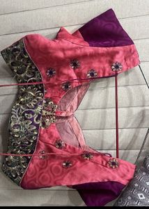 Beautiful Pink &amp; Purple Embroidered Saree
