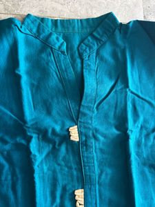 Teal Blue Cotton Kurta