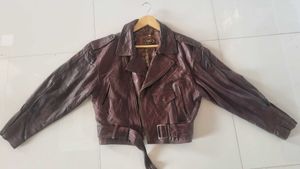 Vintage cropped Leather Biker Jacket