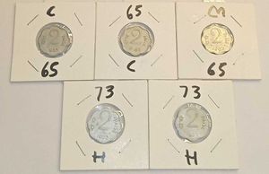 Set Of 5 Rare Two Paise Coins For Sale