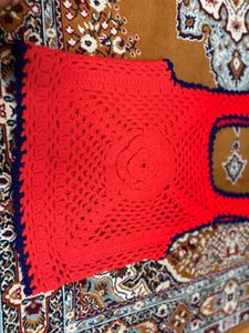 Vibrant Red Crochet Tank Top