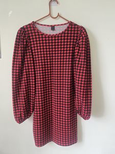 Houndstooth Print Mini Dress