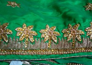 Double Shaded Green Heavy Work Saare