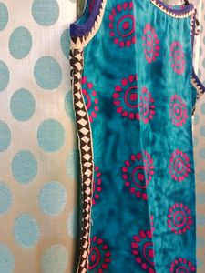 Retro Teal Print Dress