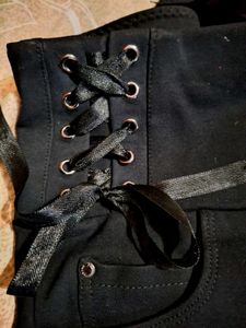 Stylish Black Lace-Up Pants