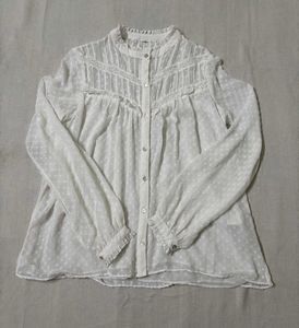 Sheer White Swiss Dot Blouse