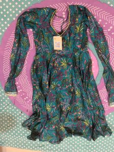 Beautiful Teal Floral Anarkali Kurta Set