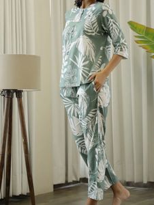 Sanskruti - Sage Green Floral Pajama Set