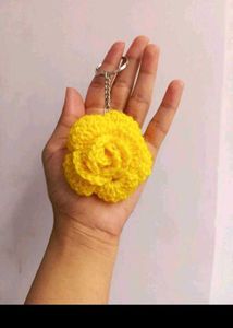 Handmade Crochet Rose Keychain