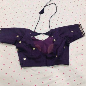 Elegant Embroidered Purple Saree