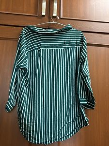 H&amp;M Bottle Green Striped Top
