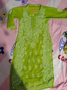Stunning Green Embroidered Kurta