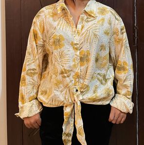 Flowy Floral Tie-Front Shirt