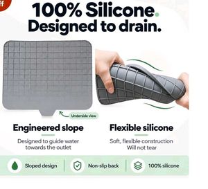 Grey Silicone Dish Drying Mat
