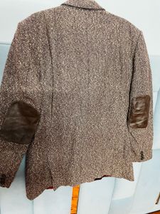 Vintage Tweed Blazer with Leather Pocket
