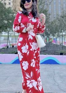 Vibrant Red Floral Maxi Dress from Zara.