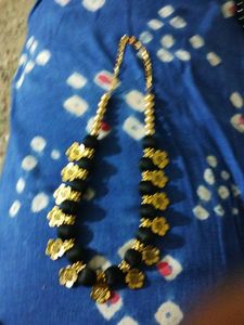 Black &amp; Gold Floral Necklace