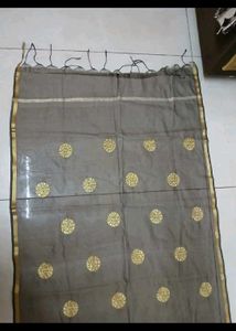 Elegant Grey Dupatta with Gold Motifs