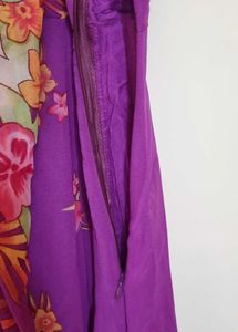 Purple Floral Anarkali Dress