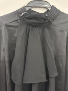 Chic Black Ruffled High-Neck Blouse