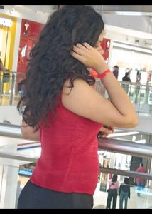 Red Ribbed Sleeveless Top