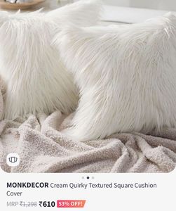 White Furry Cushion Cover 2piece