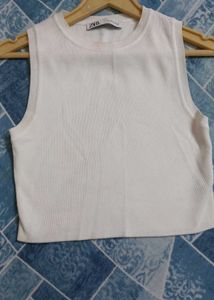 Zara White Cropped Tank