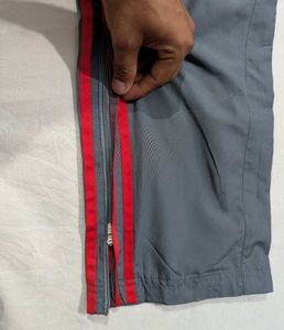 Adidas Grey &amp; Red Striped Track Pants
