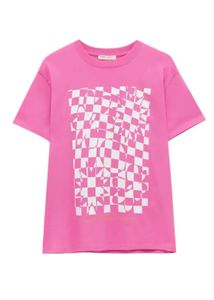 Pull&Bear Vibrant Pink Graphic T-Shirt