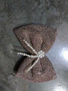 Sparkly Bow Hair Clip with Pearls