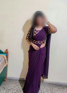Elegant Purple Saree with Stiched Blouse