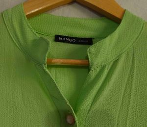 Lime Green Collared Kurta