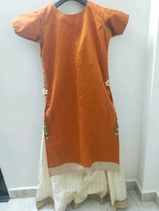 Elegant Orange &amp; Cream Embroidered Lehenga Choli