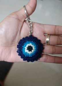 Crocheted Evil Eye Keychain