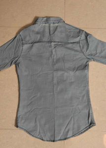 Distressed blue denim jacket shirt
