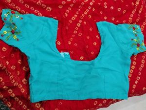 Turquoise Embroidered Blouse